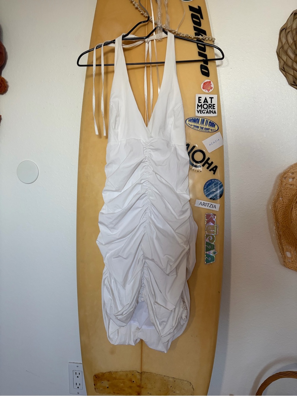 Zara White Ruched Mini Dress